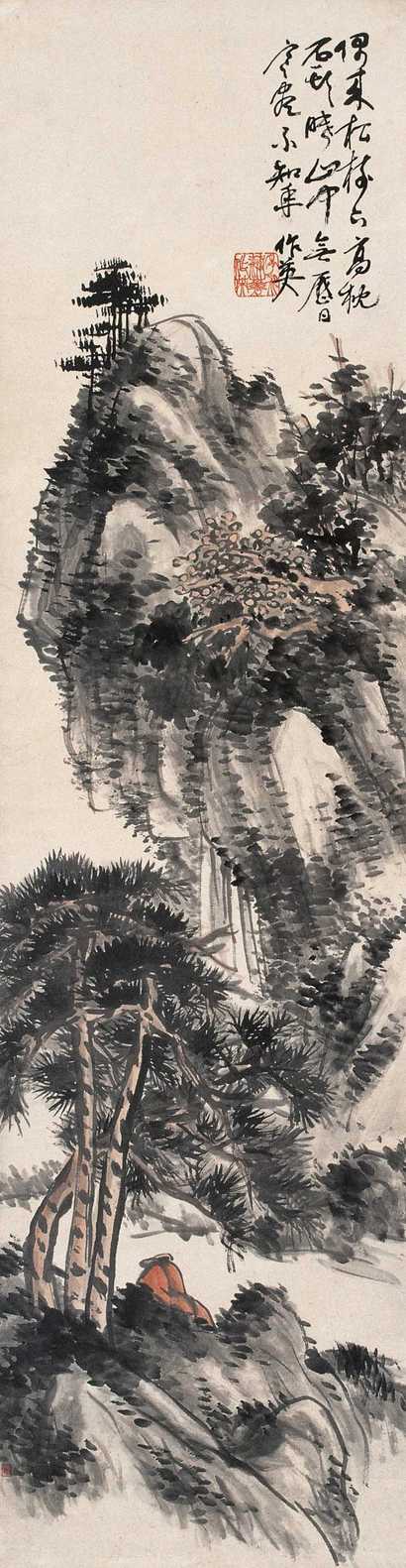 蒲华 奇岩高松 立轴